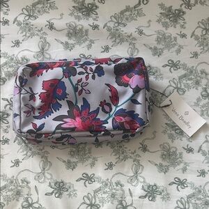Vera Bradley Floral Cosmetic Bag/ Organizer Pouch- Purple and Pink